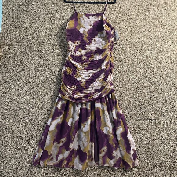 Chelsea 28 Dress Womens XL Mineral Diffuse Ruched Midi Adjustable Straps